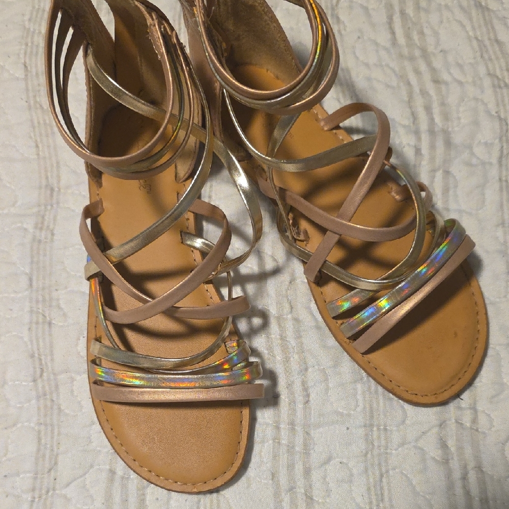 Stylish Tan and Gold Sandals